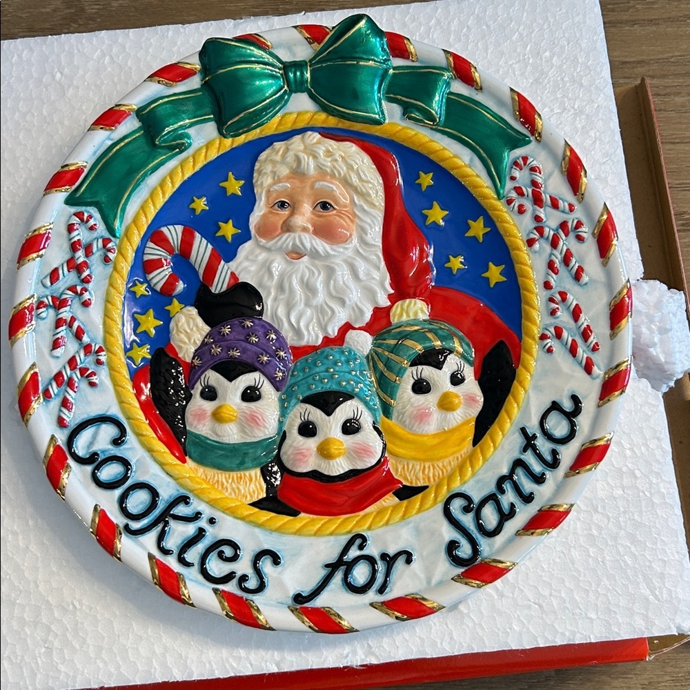 Christopher Radko Peppermint Penguin Cookie Plate
